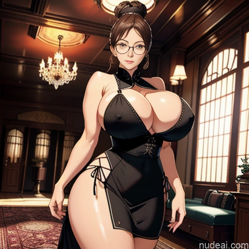 Milf One Huge Boobs Perfect Boobs Beautiful Thick Big Hips Perfect Body Huge Tits, Hard Nipples Hair Bun Bedroom Apron Dress Nurse Traditional Victorian Cleavage Transparent Dark Lighting Thin Round Glasses Victorian Parlor Hospital