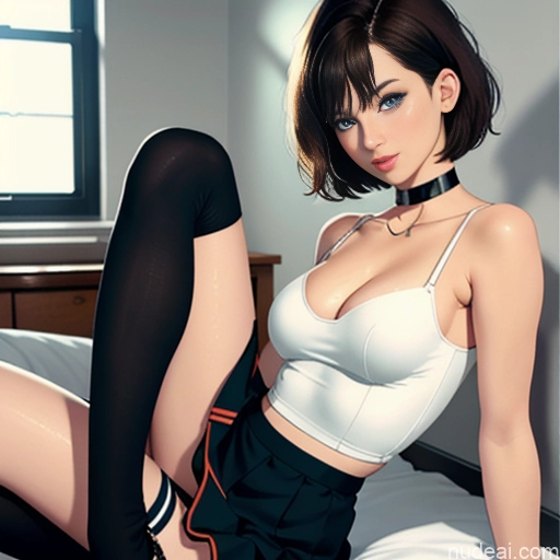 related ai porn images free for One 18 Sorority White Brunette Short Hair Pixie Skinny Small Tits Small Ass Bedroom Straddling Choker Long Skirt High Socks Soft Anime