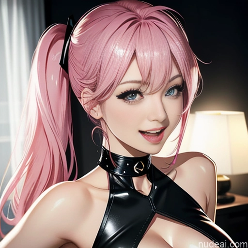 related ai porn images free for Pink Hair Woman Short Fairer Skin Beautiful Busty 18 Sexy Face Pigtails Bangs Bedroom One Simple Dark Lighting Laughing Soft Anime Close-up View Bdsm Topless Dominatrix