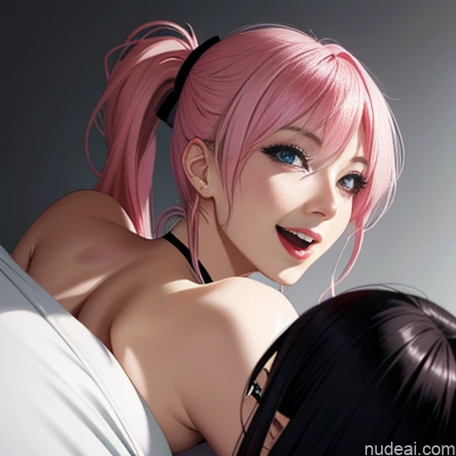 related ai porn images free for Pink Hair Woman Short Fairer Skin Beautiful Busty 18 Sexy Face Pigtails Bangs Bedroom One Simple Dark Lighting Laughing Soft Anime Close-up View Bdsm Topless Dominatrix