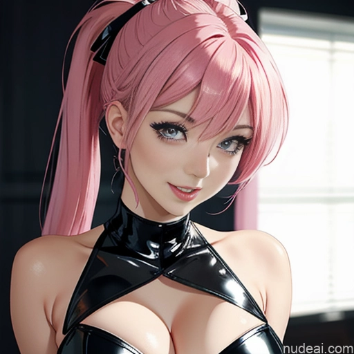 related ai porn images free for Pink Hair Woman Short Fairer Skin Beautiful Busty 18 Sexy Face Pigtails Bangs One Simple Dark Lighting Laughing Soft Anime Close-up View Dominatrix Pool Cleavage Goth Latex