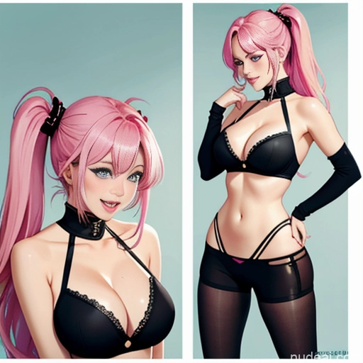 related ai porn images free for Pink Hair Woman Short Beautiful Busty 18 Sexy Face Pigtails Bangs One Simple Dark Lighting Laughing Soft Anime Dominatrix Front View