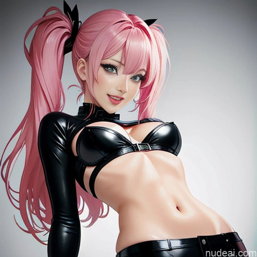 related ai porn images free for Pink Hair Woman Short Beautiful Busty 18 Sexy Face Pigtails Bangs One Simple Dark Lighting Laughing Soft Anime Dominatrix Front View