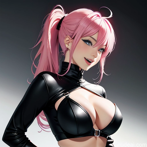 related ai porn images free for Pink Hair Woman Short Beautiful Busty 18 Sexy Face Pigtails Bangs One Simple Dark Lighting Laughing Soft Anime Dominatrix Front View