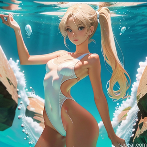 ai nude image of pics of Sorority One Skinny Small Tits Small Ass Short Better Swimwear One Piece V2 18 Blonde Pigtails White Soft Anime Underwater