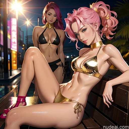 ai nude image of pics of Model Two Beautiful Oiled Body Small Ass Small Tits 18 Sexy Face Pink Hair Pixie Chinese Cumshot Microkini Transparent Gold Jewelry Strip Club