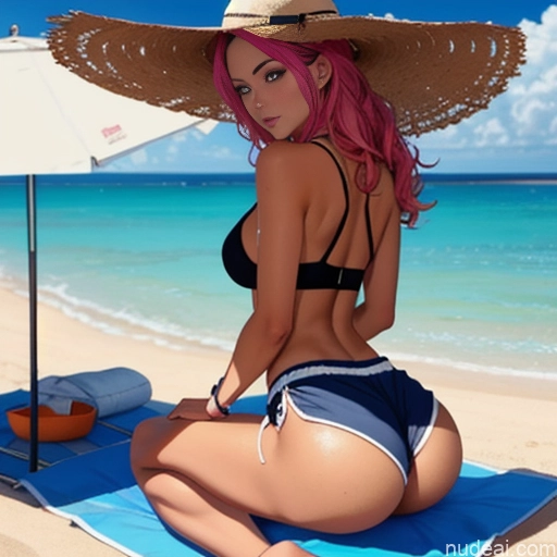 related ai porn images free for Woman Small Ass 18 Pink Hair Tanned Skin Black Soft Anime Back View Pose Panty Pull Dolphin Shorts