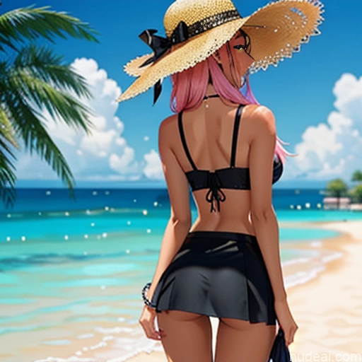 ai nude image of pics of Small Ass 18 Pink Hair Tanned Skin Black Soft Anime Back View Better Swimwear Beach Tutu