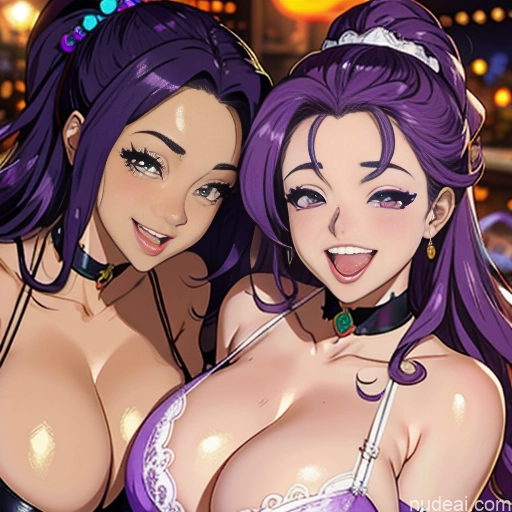 Milf Busty 20s Happy Purple Hair Slicked Brazilian Strip Club Crisp Anime Detailed Dark Skin Several Sleeping High Socks Halloween