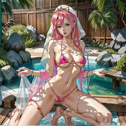 Miss Universe Model One Human SexToy Microbikini Oiled Body 18 Ahegao Pink Hair Pixie Japanese Hot Tub Pose Legs Up Female Masturbation China Goddess Fashion Sexy Attire | Chic Lingerie