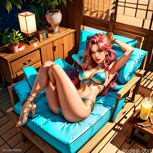 ai nude image of pics of Miss Universe Model One Oiled Body 18 Sexy Face Pink Hair Pixie Japanese Bedroom Dance Dress: Samba Pose Legs Up