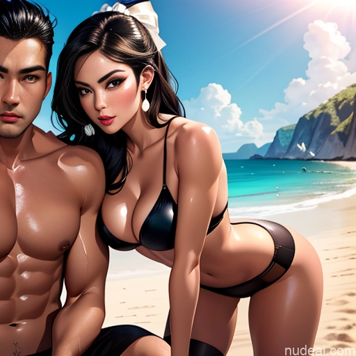 related ai porn images free for Model One Perfect Boobs Big Hips 30s Black Hair Slicked Asian Soft + Warm 3d High Heels Cleavage Beer Pearl Jewelry Woman + Man Pouting Lips Seductive Sexy Face Beach Bra Crop Top Oiled Body Fairer Skin Bending Over Blowjob