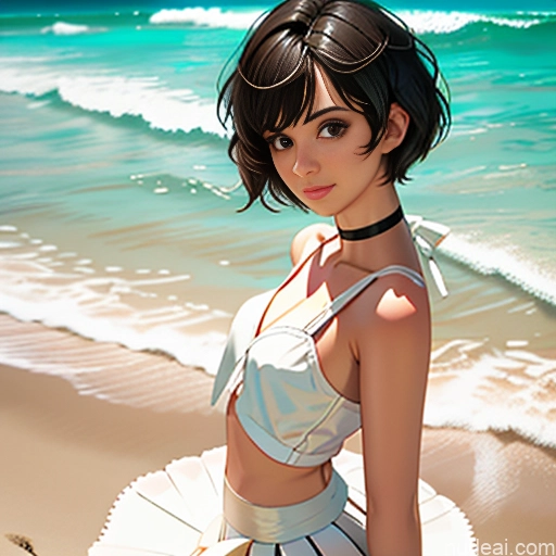 One Sorority Skinny Small Tits Small Ass Short Short Hair Brunette Pixie Messy White Soft Anime Illustration Beach Choker Better Swimwear Beach Tutu Angel