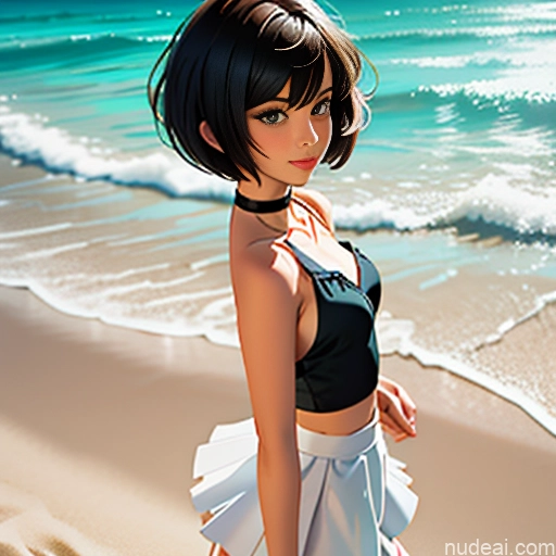 One Sorority Skinny Small Tits Small Ass Short Short Hair Brunette Pixie Messy White Soft Anime Illustration Beach Choker Better Swimwear Beach Tutu Devil