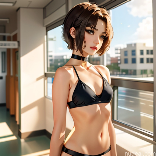 ai nude image of pics of One Sorority Skinny Small Tits Small Ass Short Short Hair School Hallway 18 Brunette Pixie White Soft Anime Pose 不小心摔倒 Fallen_down Choker Hapa Doll Likeness