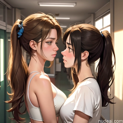 related ai porn images free for Two Sorority School Hallway 18 Sad Blonde Brunette Straight Pigtails White Soft Anime Scissors Pose Dolphin Shorts