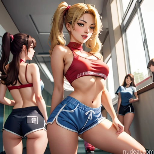 ai nude image of pics of Asian Sorority Two 18 Sexy Face Blonde Brunette Pigtails Straight School Hallway Dolphin Shorts Scissors Pose On Back Cumshot Crisp Anime Skin Detail (beta) Anime