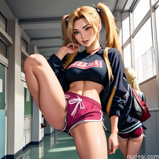 Asian Sorority Two 18 Sexy Face Blonde Brunette Pigtails Straight School Hallway Dolphin Shorts Scissors Pose On Back Cumshot Crisp Anime Skin Detail (beta) Anime