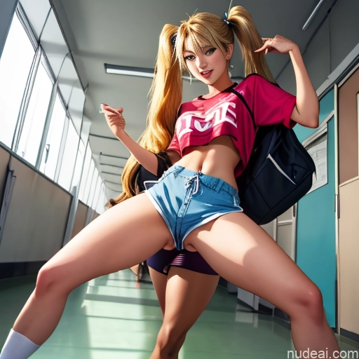 ai nude image of pics of Asian Sorority Two 18 Sexy Face Blonde Brunette Pigtails Straight School Hallway Dolphin Shorts Scissors Pose On Back Cumshot Crisp Anime Skin Detail (beta) Anime Detailed