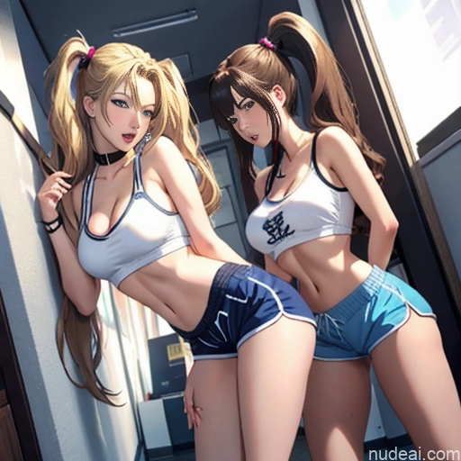 ai nude image of pics of Asian Sorority Two 18 Sexy Face Blonde Brunette Pigtails Straight School Hallway Dolphin Shorts Scissors Pose On Back Cumshot Crisp Anime Skin Detail (beta) Anime Detailed