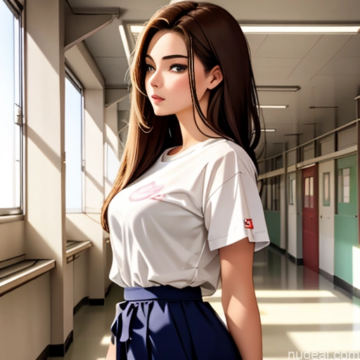 related ai porn images free for Soft Anime One Sorority School Hallway 18 Brunette Straight White Side View Sleeping Shirt High-waist Denim Shorts