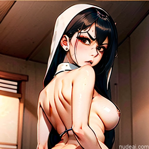 Big Hips Mmitsuri Huge Boobs Japanese Big Ass Pose Standing One Leg Up Nun No Panties? Looking Disgusted (Facial Expression)