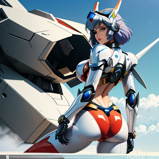 SuperMecha: A-Mecha Musume A素体机娘 Leon Raymond Fantasy Armor Butt Bite Pantsuit Rainbow Haired Girl