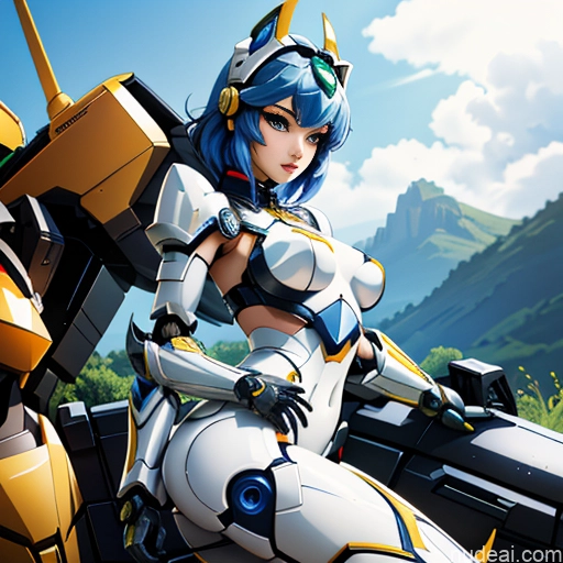 ai nude image of pics of SuperMecha: A-Mecha Musume A素体机娘 Leon Raymond Fantasy Armor Butt Bite Pantsuit Rainbow Haired Girl