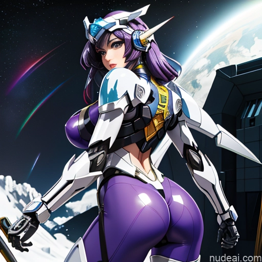 related ai porn images free for SuperMecha: A-Mecha Musume A素体机娘 Leon Raymond Fantasy Armor Butt Bite Pantsuit Rainbow Haired Girl Purple Hair