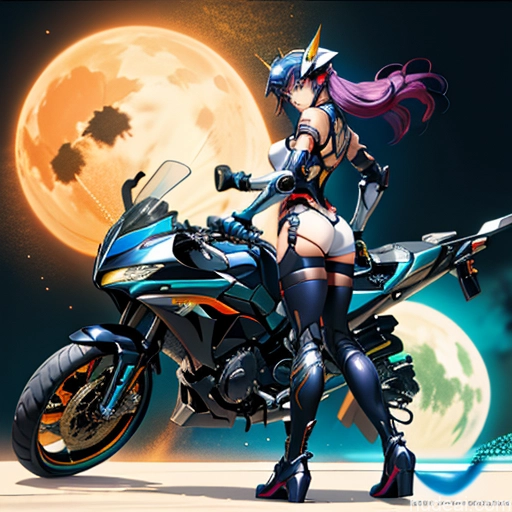 ai nude image of pics of SuperMecha: A-Mecha Musume A素体机娘 Leon Raymond Fantasy Armor Butt Bite Pantsuit Rainbow Haired Girl