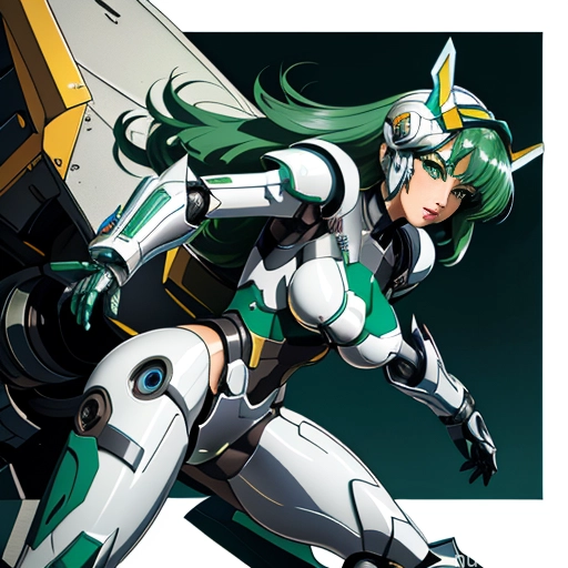 ai nude image of pics of SuperMecha: A-Mecha Musume A素体机娘 Leon Raymond Fantasy Armor Butt Bite Pantsuit Rainbow Haired Girl Green Hair