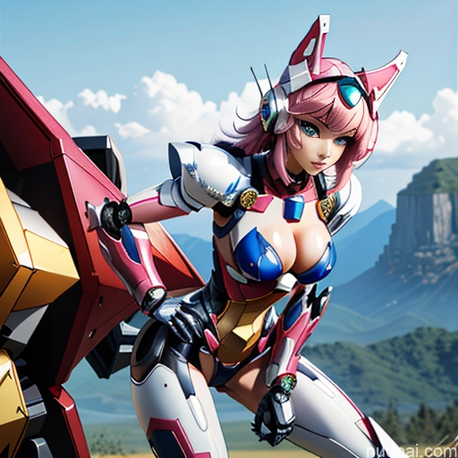 ai nude image of pics of SuperMecha: A-Mecha Musume A素体机娘 Leon Raymond Fantasy Armor Butt Bite Pantsuit Pink Hair