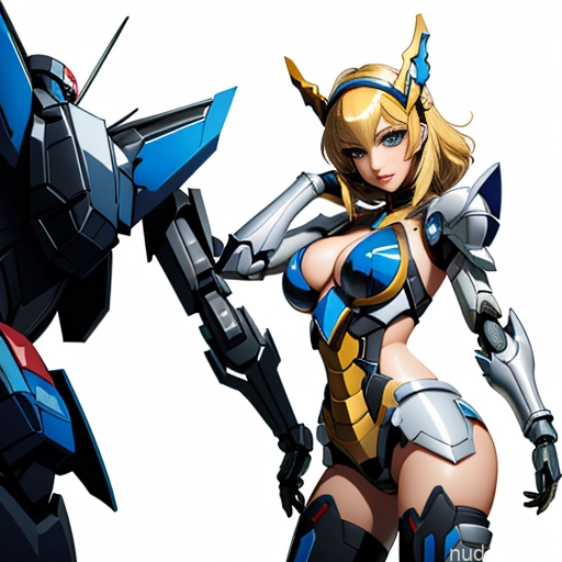 ai nude image of pics of SuperMecha: A-Mecha Musume A素体机娘 Leon Raymond Fantasy Armor Butt Bite Pantsuit Blonde