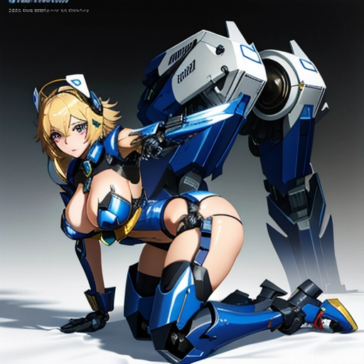 related ai porn images free for SuperMecha: A-Mecha Musume A素体机娘 Leon Raymond Fantasy Armor Butt Bite Pantsuit Blonde