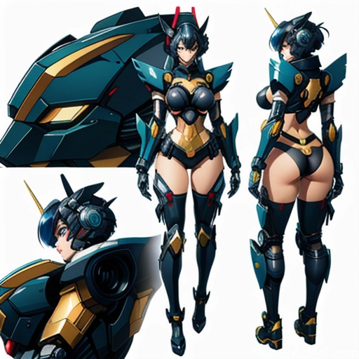 ai nude image of pics of SuperMecha: A-Mecha Musume A素体机娘 Leon Raymond Butt Bite Pantsuit Black Hair