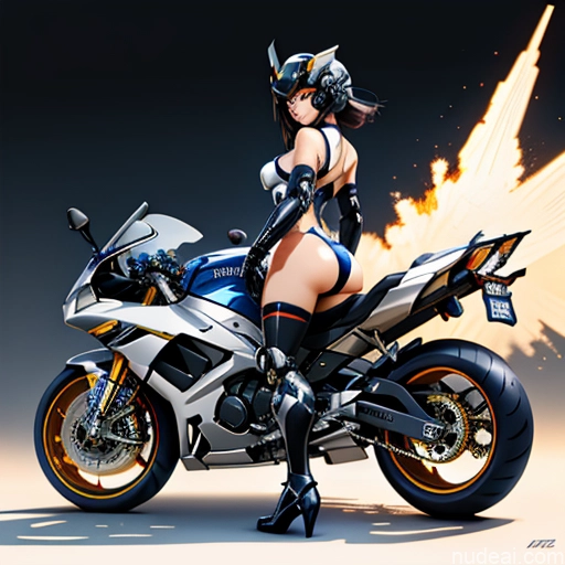 ai nude image of pics of SuperMecha: A-Mecha Musume A素体机娘 Leon Raymond Butt Bite Pantsuit Black Hair