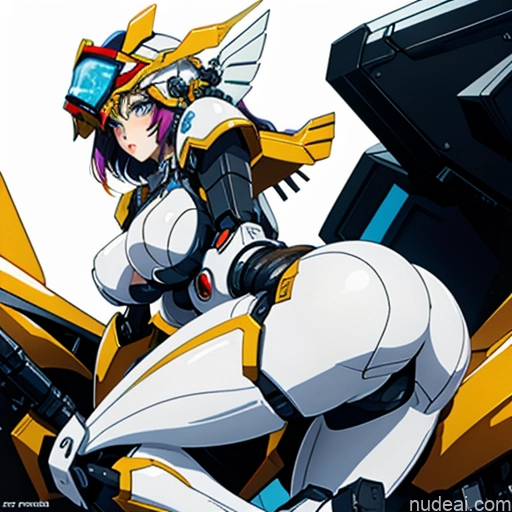 ai nude image of pics of SuperMecha: A-Mecha Musume A素体机娘 Leon Raymond Butt Bite Pantsuit Rainbow Haired Girl