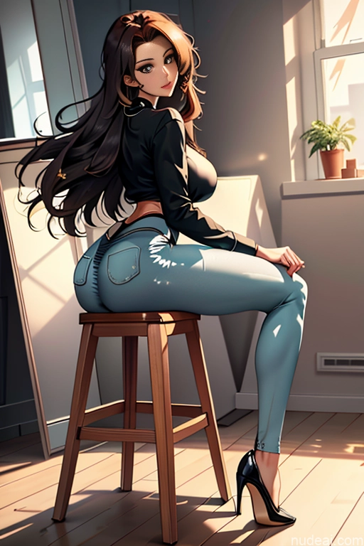 Milf Huge Boobs Beautiful Big Ass Thick Big Hips Long Legs Cleavage Scrunchbutt Leggings High-waist Denim Shorts Thigh Socks Suit Shirt Pajamas High Heels Choker Chemise Blouse