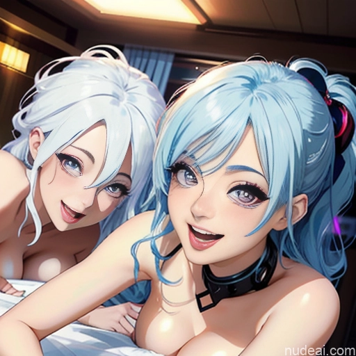 related ai porn images free for Woman Two Beautiful 20s Blue Hair White Hair Messy Bedroom Back View Sleeping Bdsm Wine Bright Lighting Nude Warm Anime Cyberpunk Spreading Legs Cosplay Happy Laughing