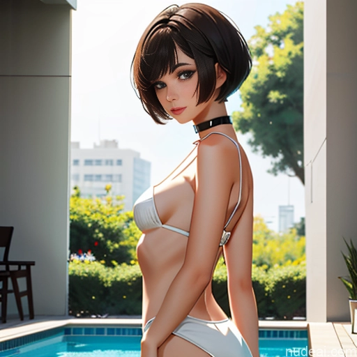 One Sorority Skinny Small Tits Small Ass Short Short Hair 18 Brunette Pixie White Soft Anime Pool Choker After Shower