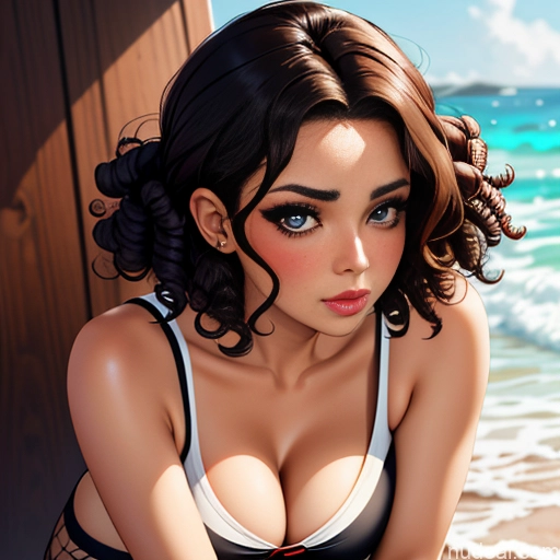 related ai porn images free for Dark Skin Goth Tribal Huge Boobs Short Hair Curly Hair Pouting Lips Soft Anime Close-up View Bending Over Sailor Spandex Fishnet Cleavage