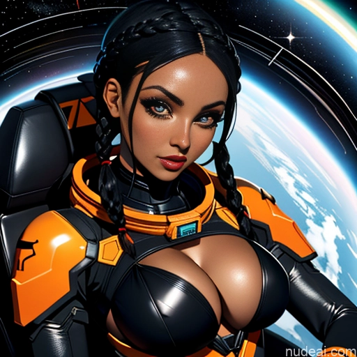 related ai porn images free for Dark Skin Tribal African Goth Huge Boobs Black Hair Braided Pigtails Straddling Spandex Space Suit Cleavage Crisp Anime