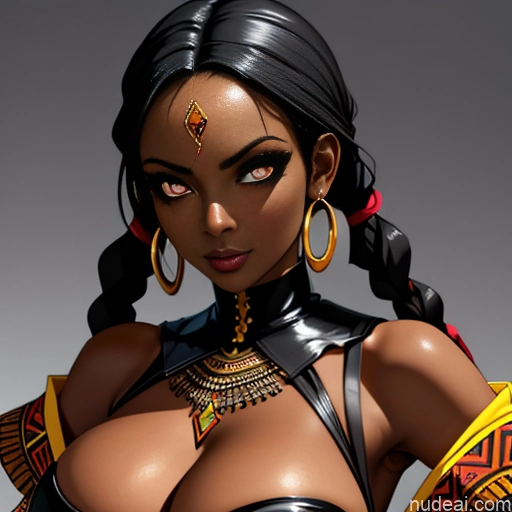 related ai porn images free for Dark Skin Tribal African Goth Huge Boobs Black Hair Braided Pigtails Spandex Cleavage Crisp Anime