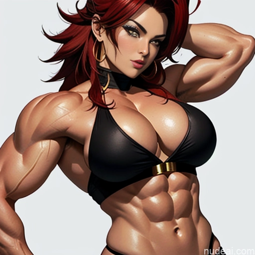 ai nude image of pics of Super Saiyan 4 Woman Bodybuilder Busty Neon Lights Clothes: Red Front View