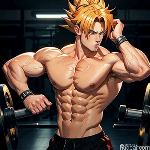 related ai porn images free for Super Saiyan 4 Woman Neon Lights Clothes: Red Busty Muscular Abs Front View