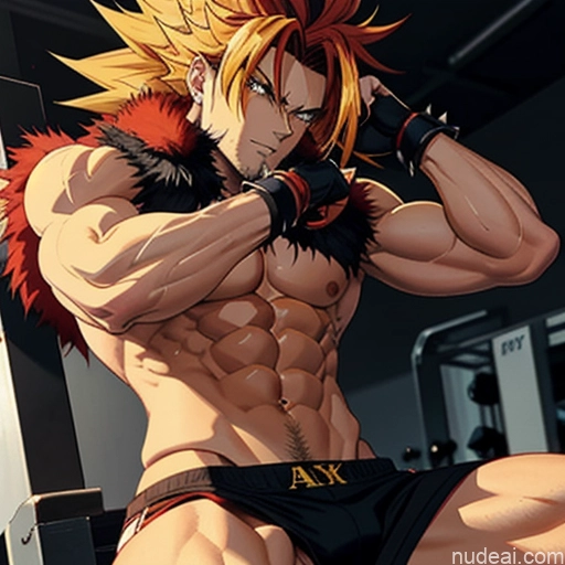 related ai porn images free for Super Saiyan 4 Neon Lights Clothes: Red Woman Muscular Abs Front View