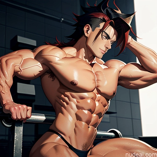 related ai porn images free for Super Saiyan 4 Neon Lights Clothes: Red Woman Muscular Abs Front View Busty