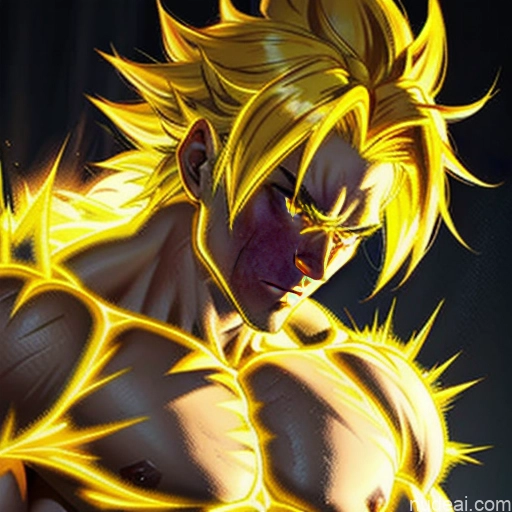 ai nude image of pics of Super Saiyan Super Saiyan 4 Neon Lights Clothes: Red Neon Lights Clothes: Yellow Woman Bodybuilder Busty Front View