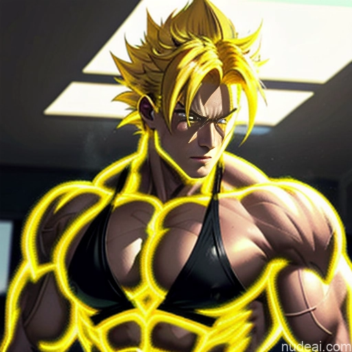 ai nude image of pics of Super Saiyan Super Saiyan 4 Neon Lights Clothes: Red Neon Lights Clothes: Yellow Woman Bodybuilder Busty Front View