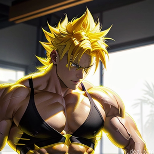 ai nude image of pics of Super Saiyan Super Saiyan 4 Neon Lights Clothes: Red Neon Lights Clothes: Yellow Woman Bodybuilder Busty Front View